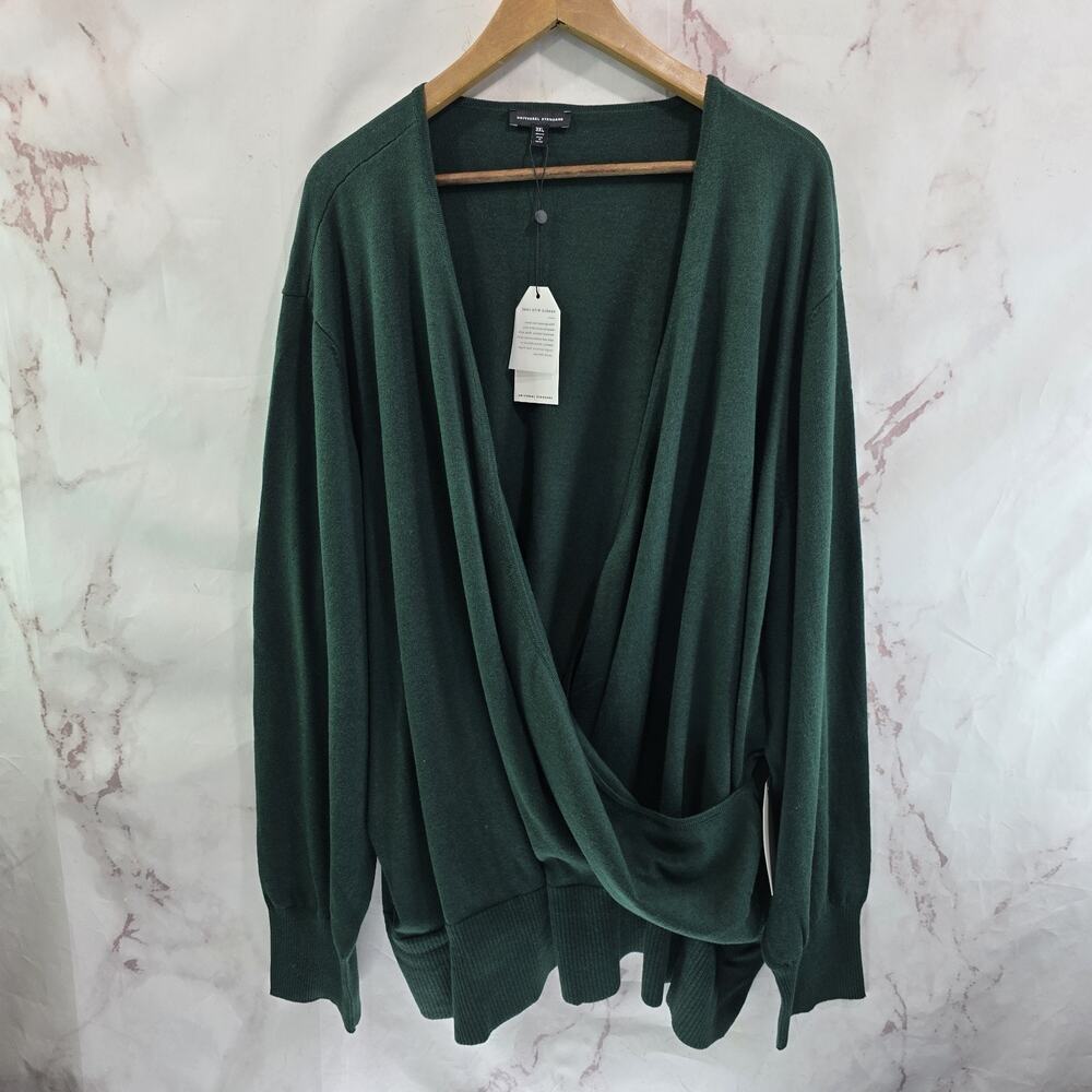 Universal Standard Sweater Womens 3XL 8X 9X Green Faux Wrap V Emerald Recycled